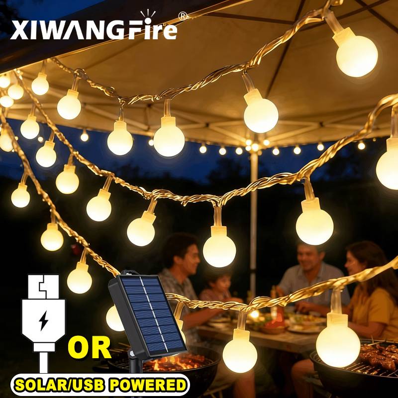 Outdoor Camping Lighting - Guirlandes lumineuses solaires/USB/batterie de 3 à