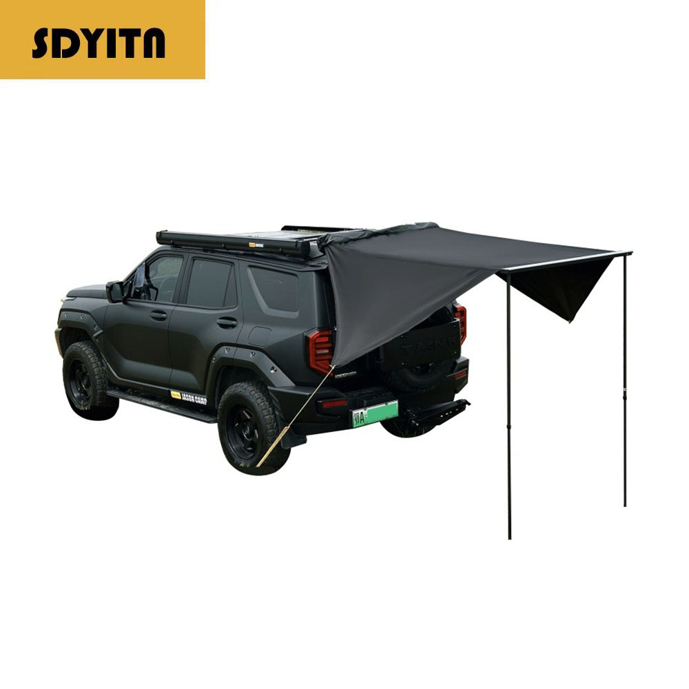 Outdoor Camping Car Tail Tent - Alliage d'aluminium noir Double aile haut