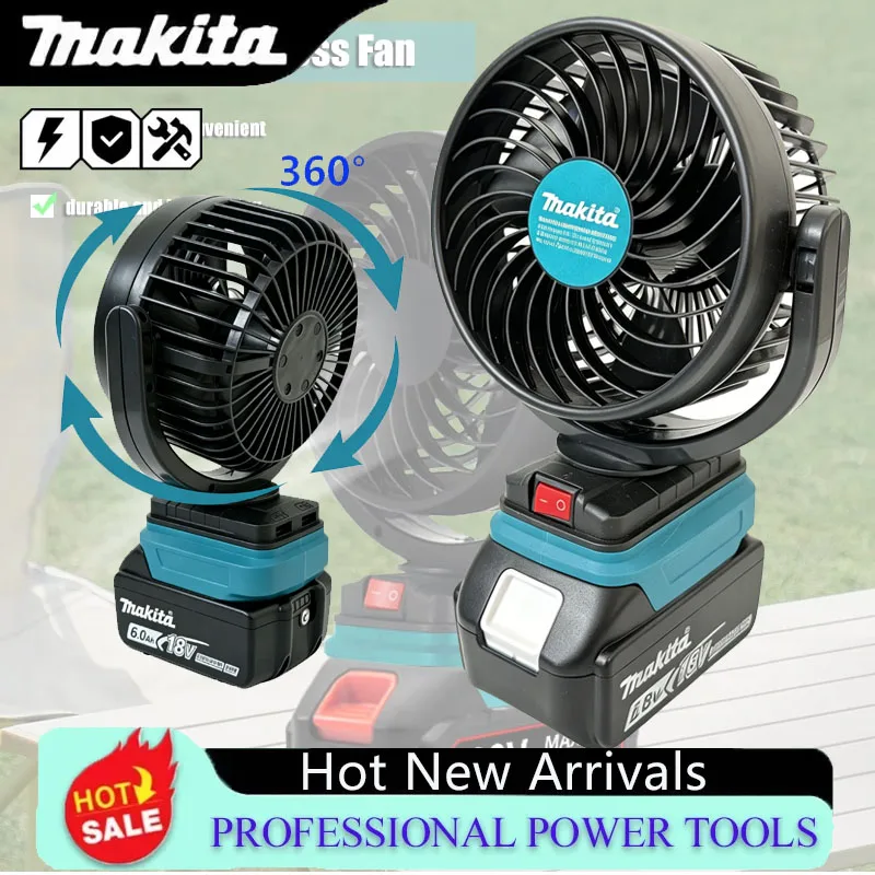 Outdoor Camping Fan - Ventilateur électrique sans fil rechargeable Makita,