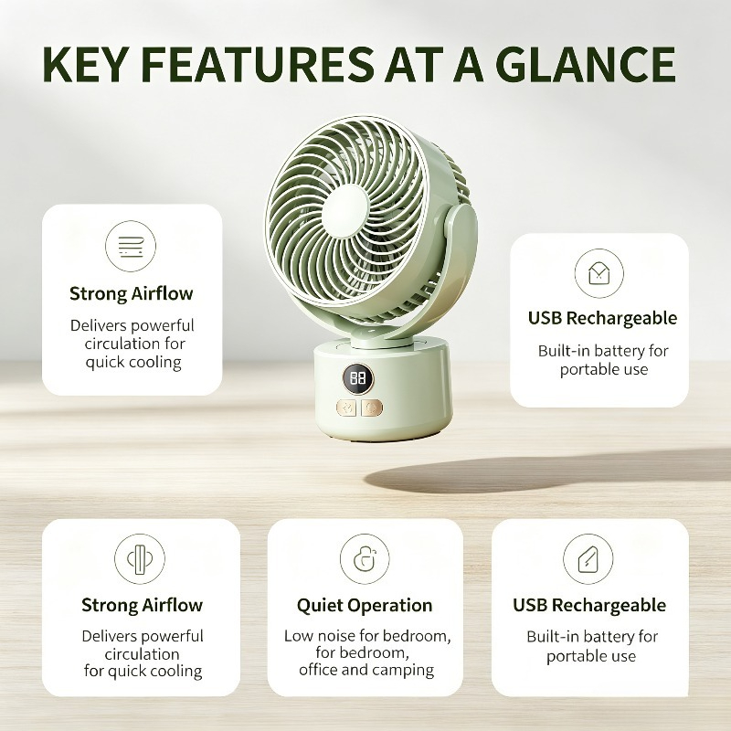 Ventilateur compact rechargeab - Outdoor Camping Fan avis et prix