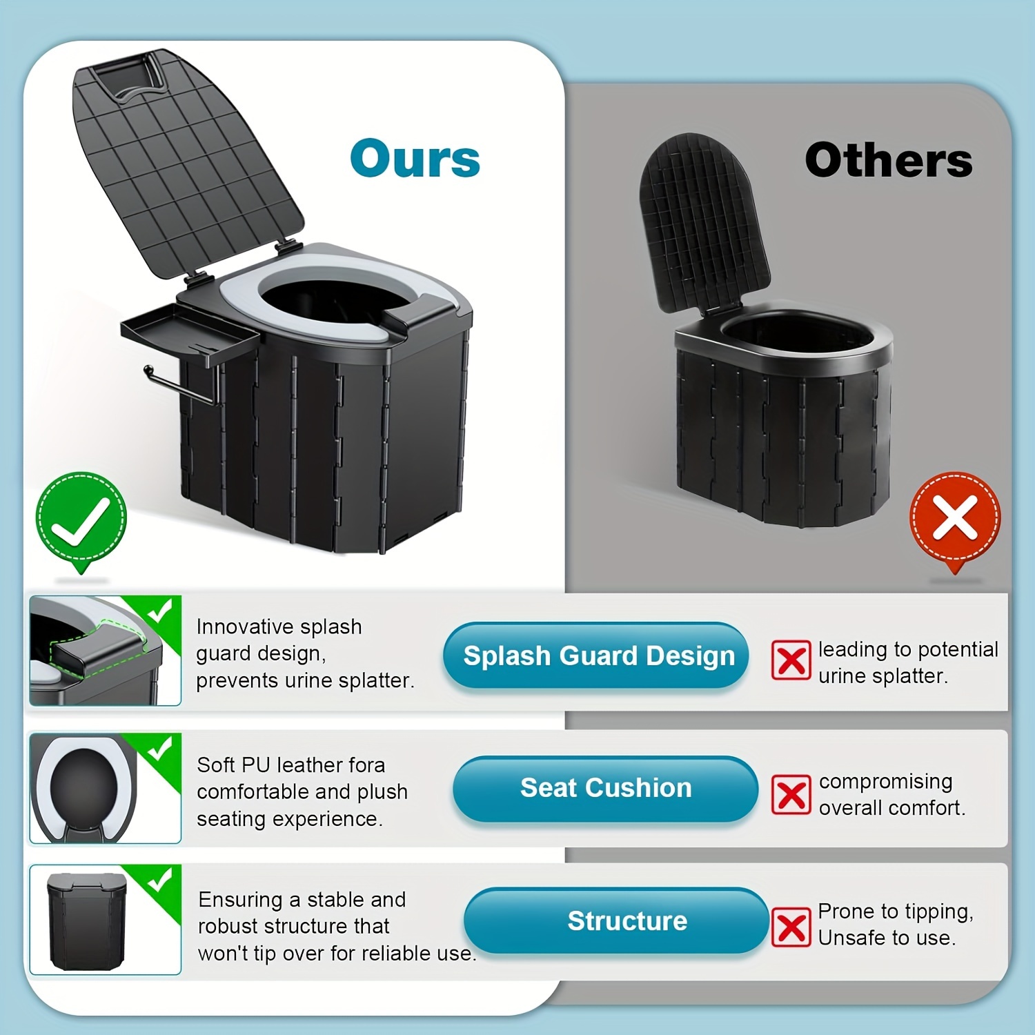 Toilettes pliantes portables a - Outdoor Camping Carpet avis et prix